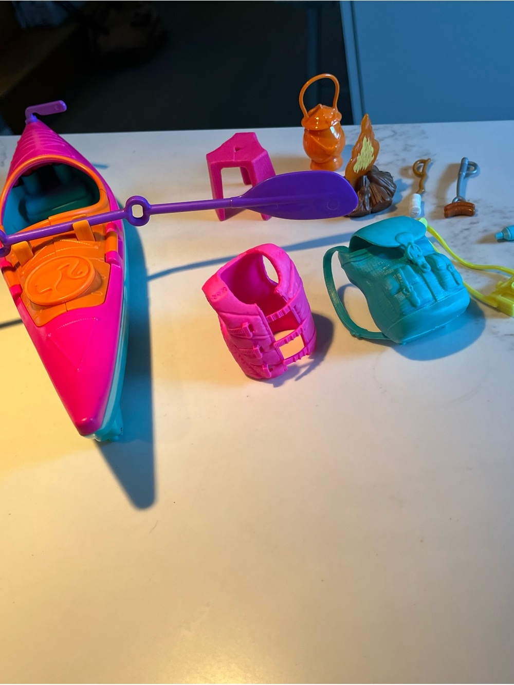 Barbie team Stacie camping doll playset. Includes kayak!
